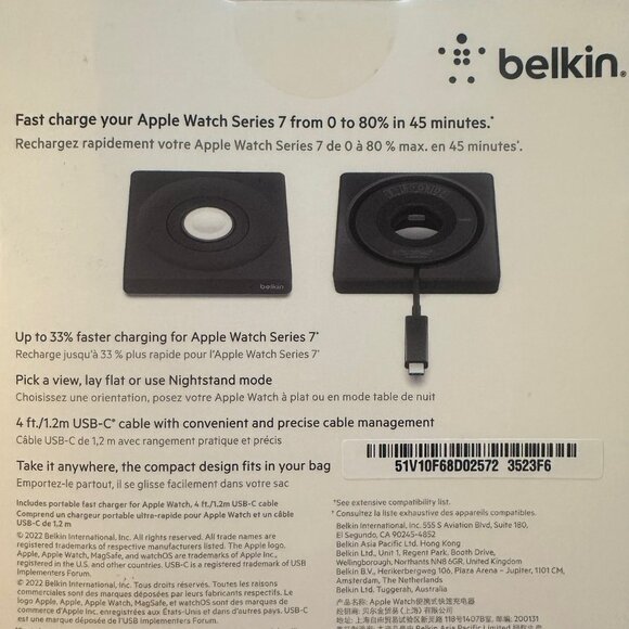 Belkin BoostCharge Pro Portable Fast Charger for Apple Watch, Black, NWT - Picture 8 of 8
